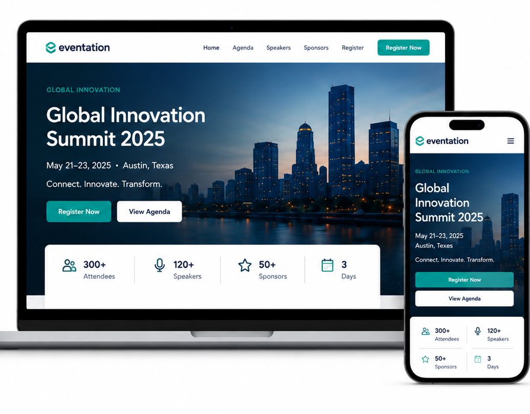 Responsive event website across desktop and mobile