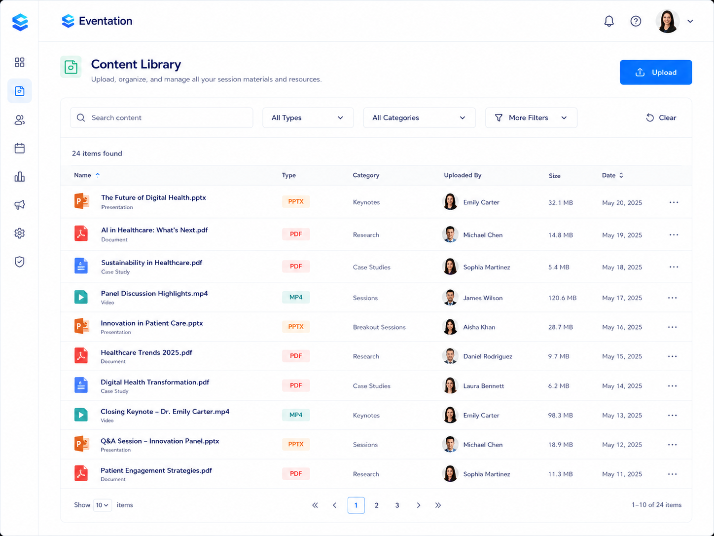 Content library dashboard mockup