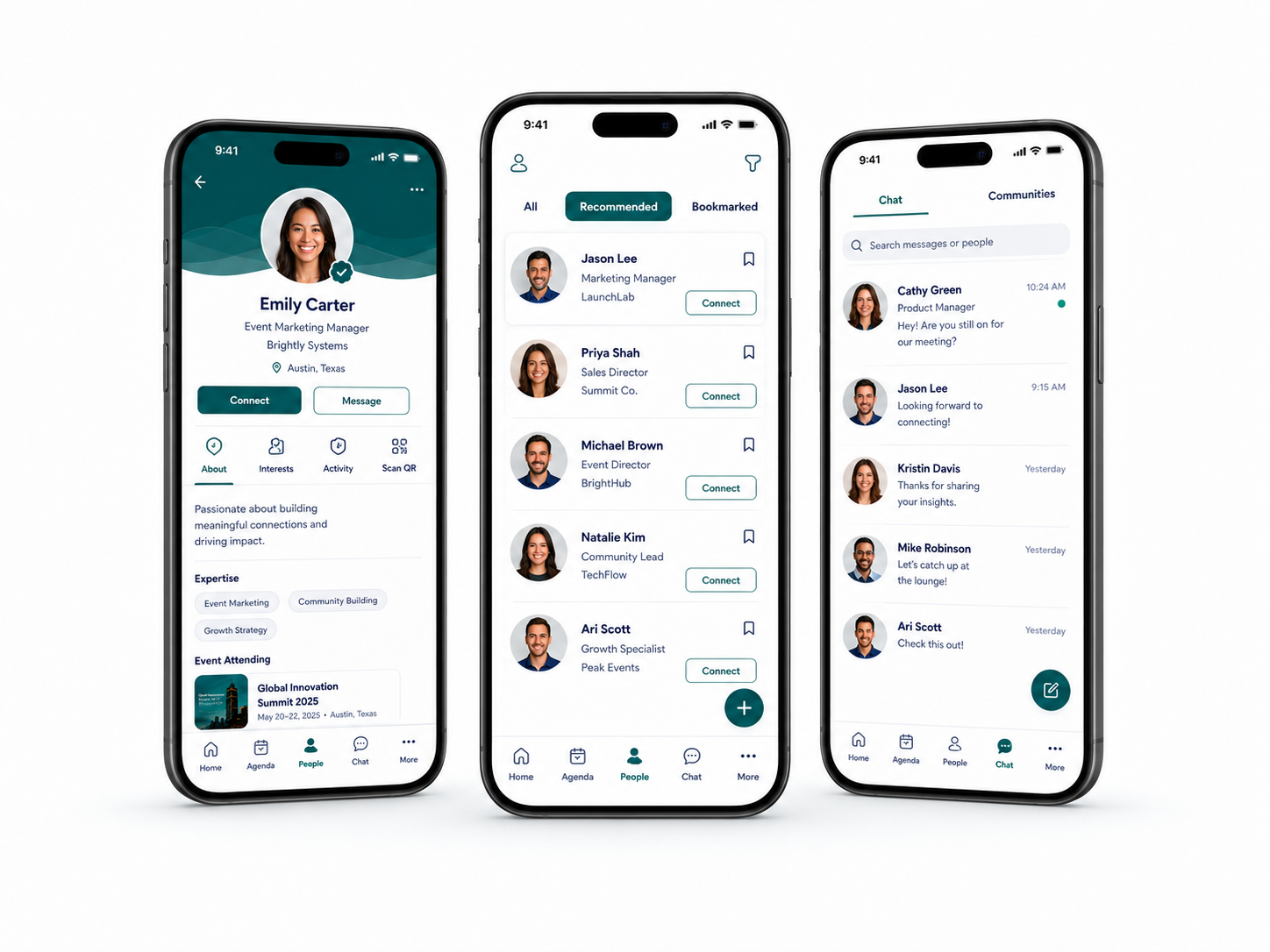 Association mobile event app and networking phones mockup.
